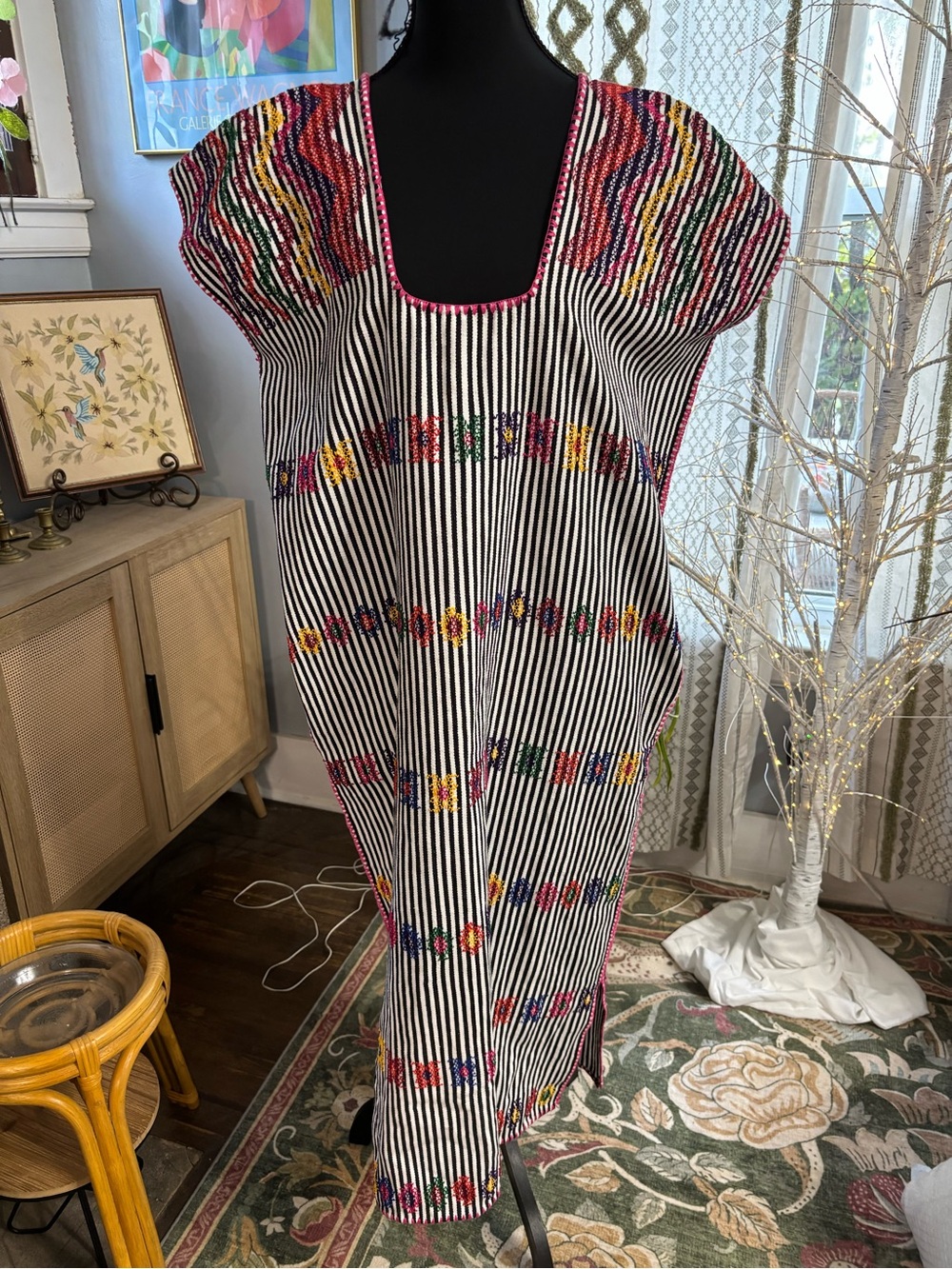 Pippa holt kaftan no. 98 single panel midi black white stripe OSFM colors